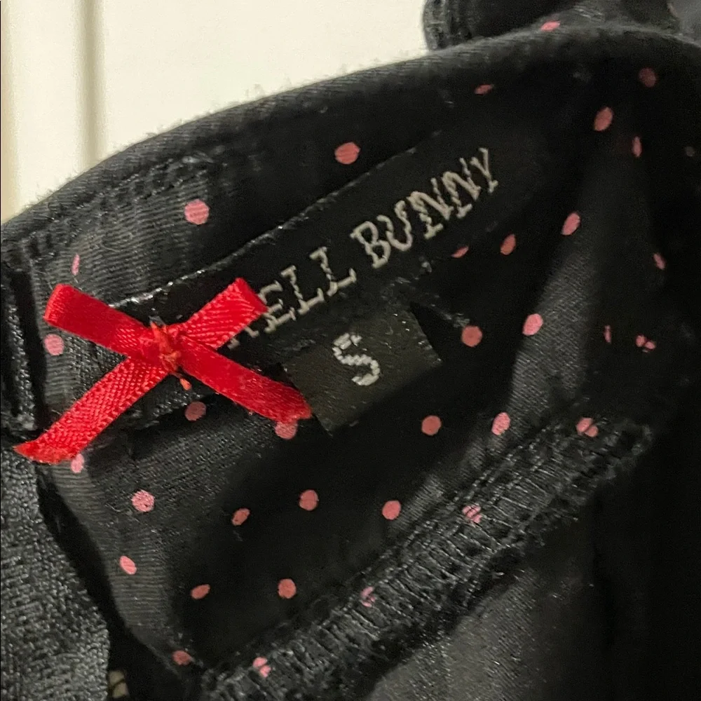 Hell Bunny Black with Pink Polka Dot Rockabilly Dress Size Small - Picture 11 of 13